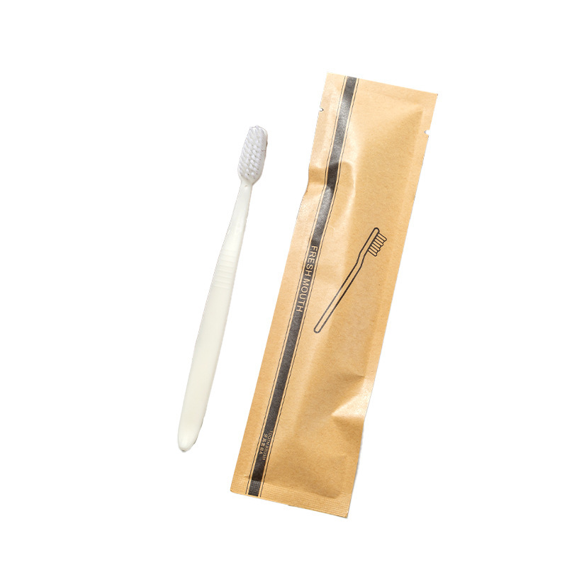 Hotel disposable suit B & B guest room straw toothbrush Kraft paper three-side seal hotel toiletries wholesale