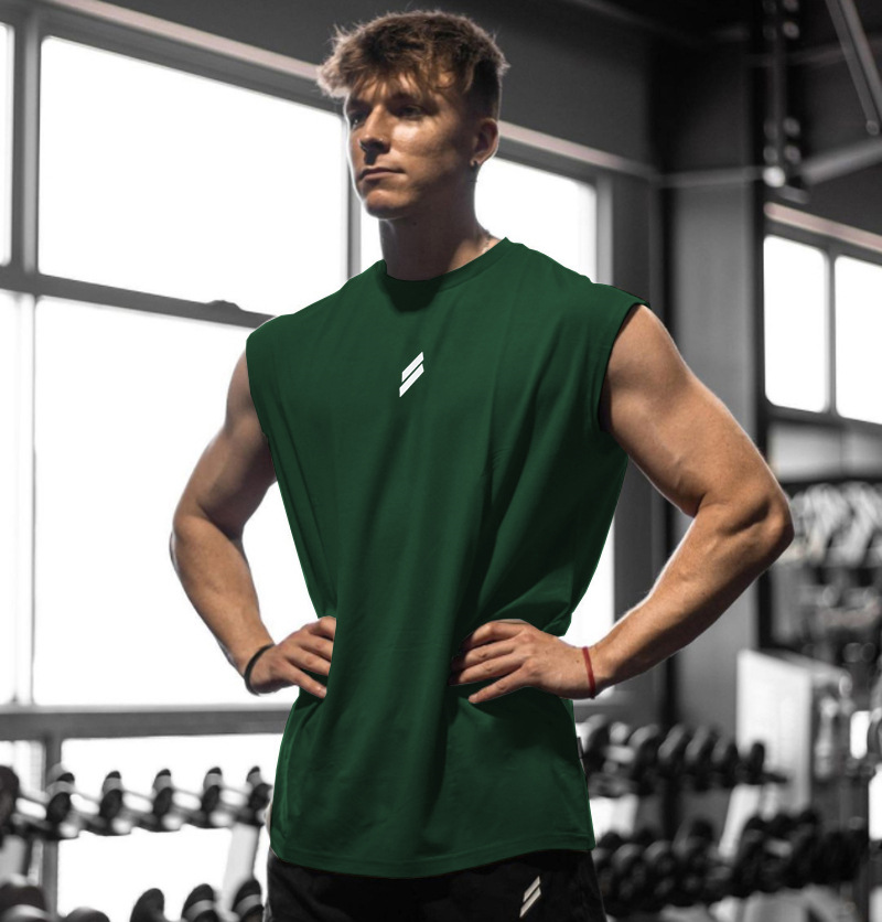 GYM Summer Fitness Sports Vest Men's Breathable Moisture Absorption Loose Training Sleeveless Quick-drying Waistcoat Short-sleeved Fitness Clothes
