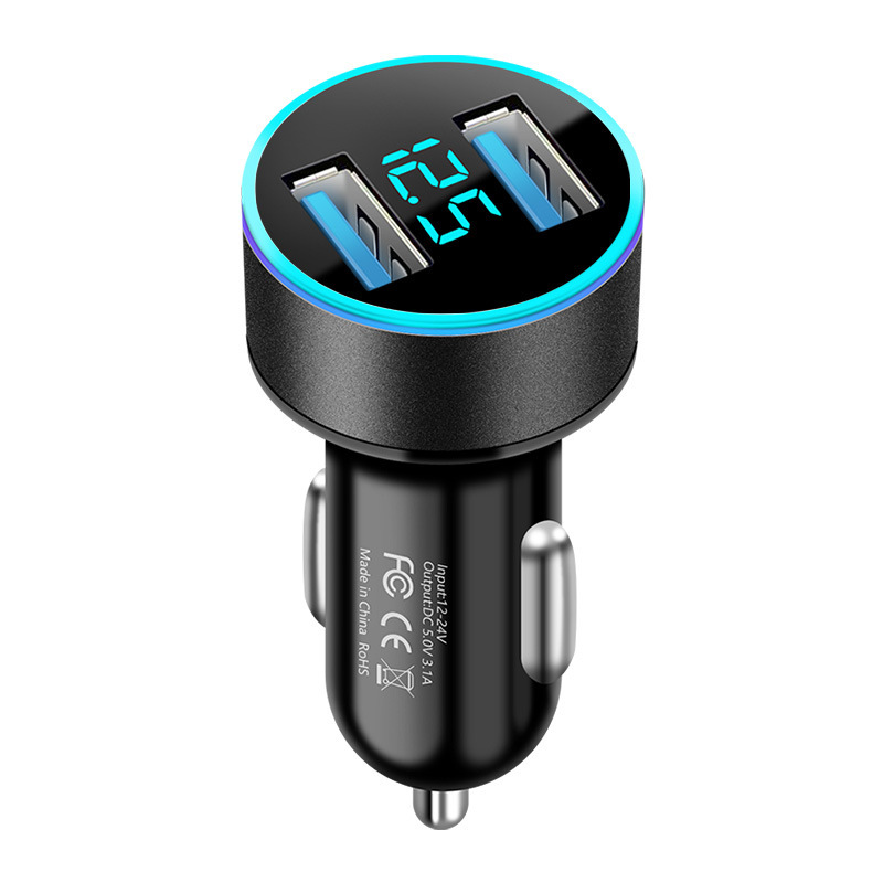 12.5 fixed digital display car charger 3.1A (opp bag) Black