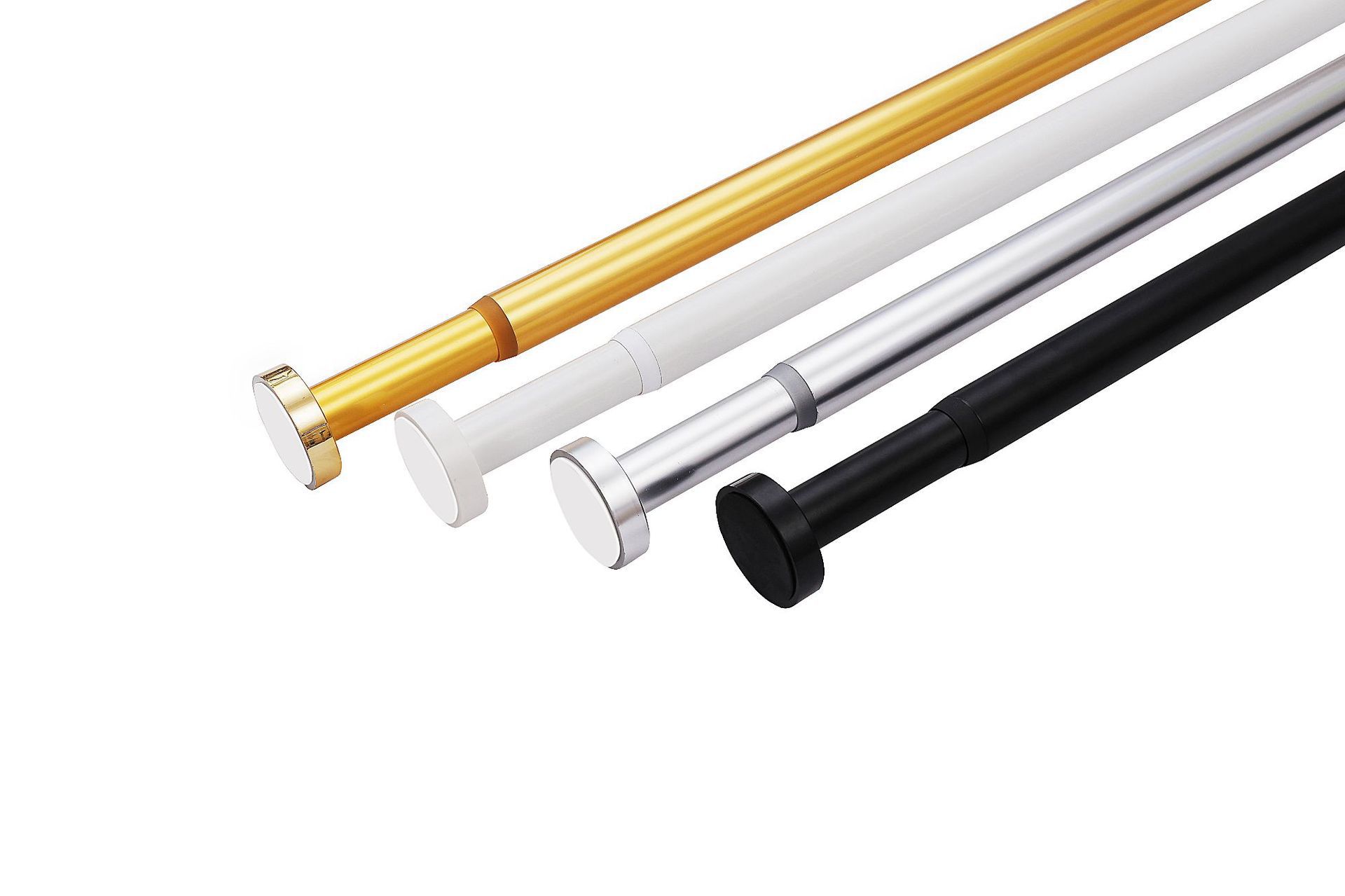Punch-free aluminum alloy shower curtain rod bathroom telescopic rod bathroom straight rod a variety of specifications and multi-color optional