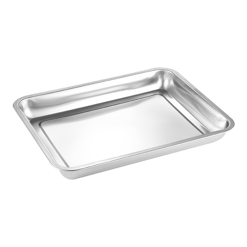 Stainless steel square plate rectangular tray barbecue plate dish grilled fish plate canteen steamed rice plate dumpling plate donkey-hide gelatin plate
