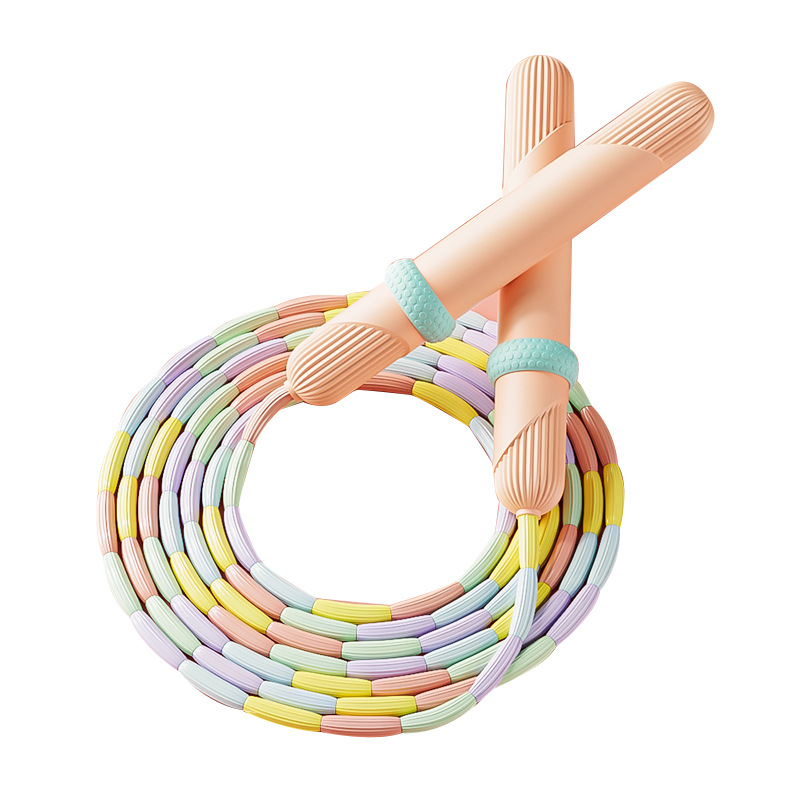 Rainbow Bamboo Rope Skipping Kindergarten Beginner Thumb Positioning Bamboo Rope Skipping without Knotting Adjustable Bamboo Rope Skipping Worker
