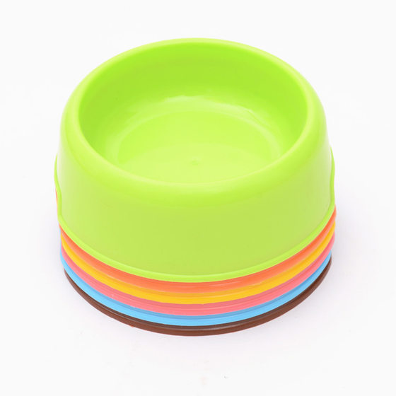 Wholesale Plastic Pet Bowl Food Bowl Dog Bowl Candy Color Cat Bowl Dog Food Bowl Single Bowl Cat and Dog Food Utensils Pet Supplies