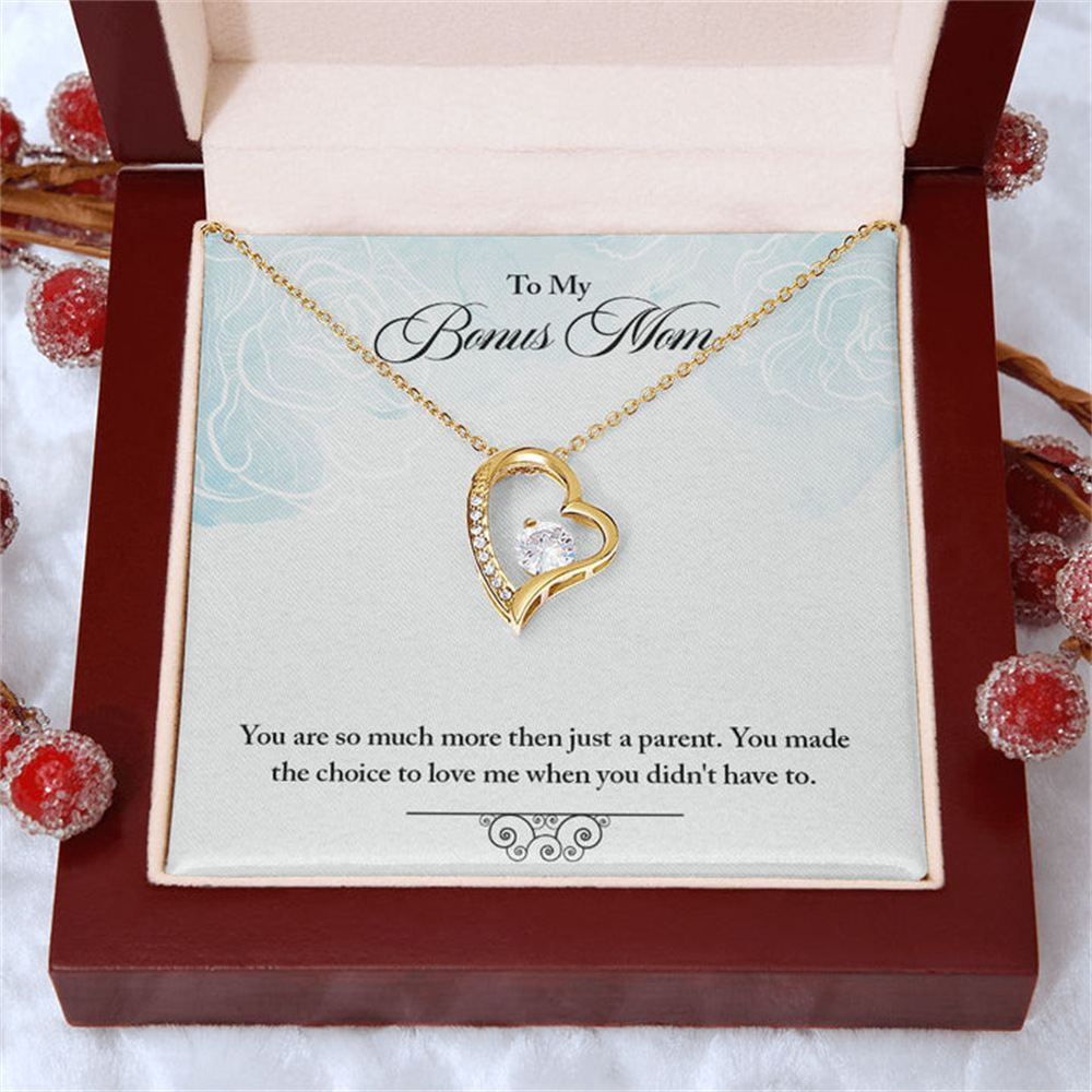 亞馬遜熱賣心形鋯石項鍊女 母親節禮盒禮物  to My Mom Necklace
