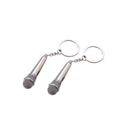 Personalized mini simulation microphone keychain creative craft gifts microphone ksong KTV souvenir laser LOGO