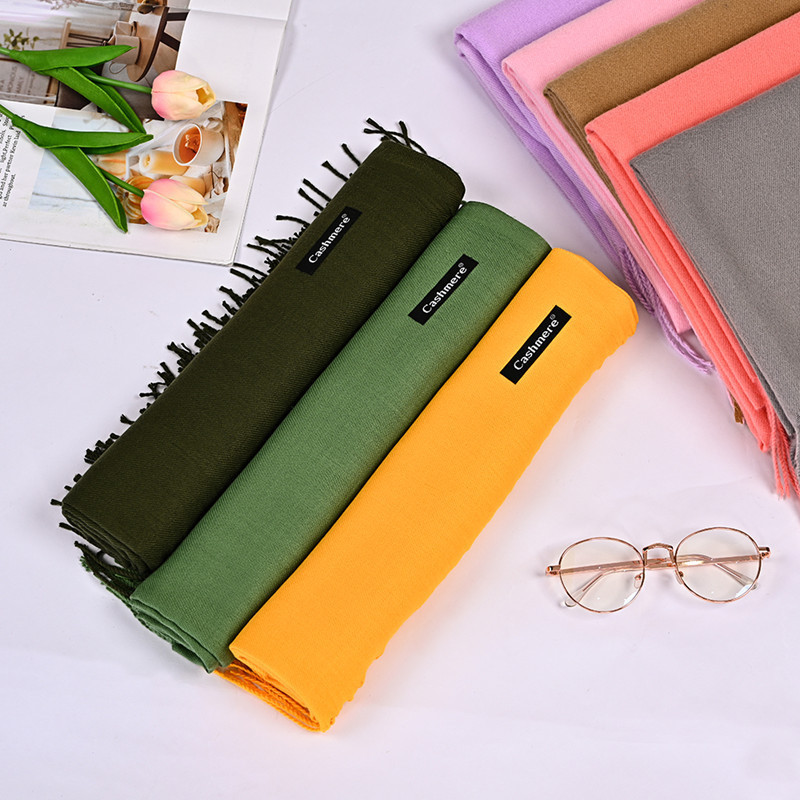 Women's cashmere scarf winter 2023 new pure color Korean style shawl annual meeting gift with logo red scarf printing
