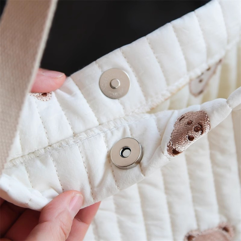 ins South Korea bear embroidered mother and baby bag large capacity multi-function bag lightweight portable mummy bag shoulder bag