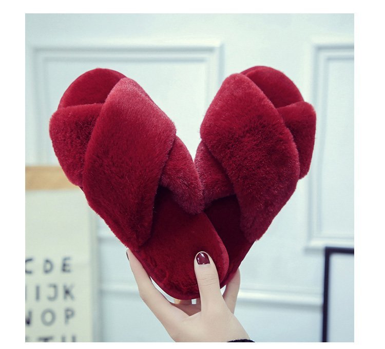 Pantofole Cross Mao Mao da donna invernali commercio estero taglia 43 casa peluche punta aperta caldo cotone da cucire all'ingrosso_voghion.com