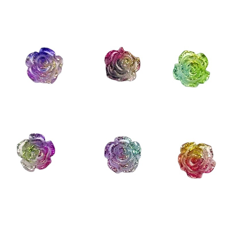 New flash Camellia nail jewelry resin nail drill three-dimensional nail decoration flat diamond nail sticker wholesale
