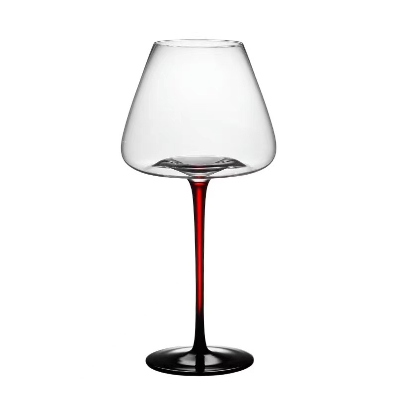 High-end luxury black tie burgundy red wine glass decanter set large crystal wine stemware