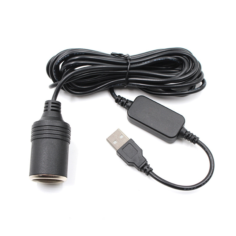 Cross-border hot-selling car USB boost line 5V to 12V cigarette lighter Type-C to cigarette lighter socket base line