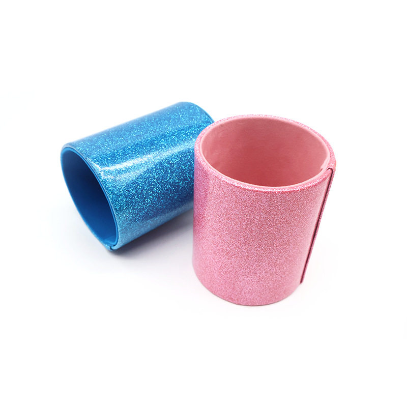 Factory supply in stock creative round PU pen holder thickened round leather desktop pen holder makeup brush storage container