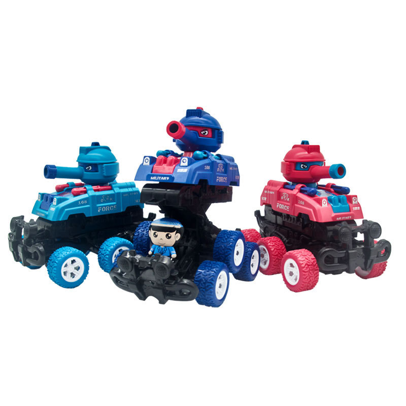 Children's Collision Deformation and Fun Small Tank Can Launch Inertial Climbing 6-Wheel Tank Off-Road Vehicle Toy Supply