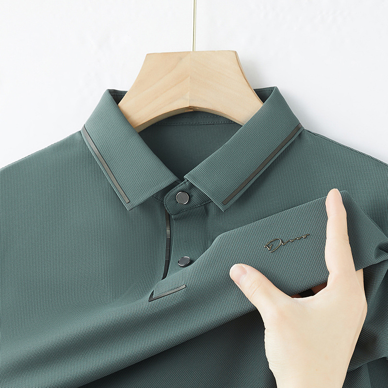 High-end Men's Polo Shirt Ice Silk Non-marking Short-sleeved T-shirt Business Casual Solid Color Half-sleeved Lar Polo Shirt Men's Clothing