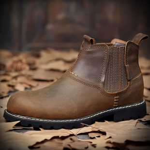 Aofu Shoes 8801 Large Size Men's Retro Crazy Horse Leather Men's Shoes Leather Shoes Fashion Men's Mid-top Boots Martin Boots