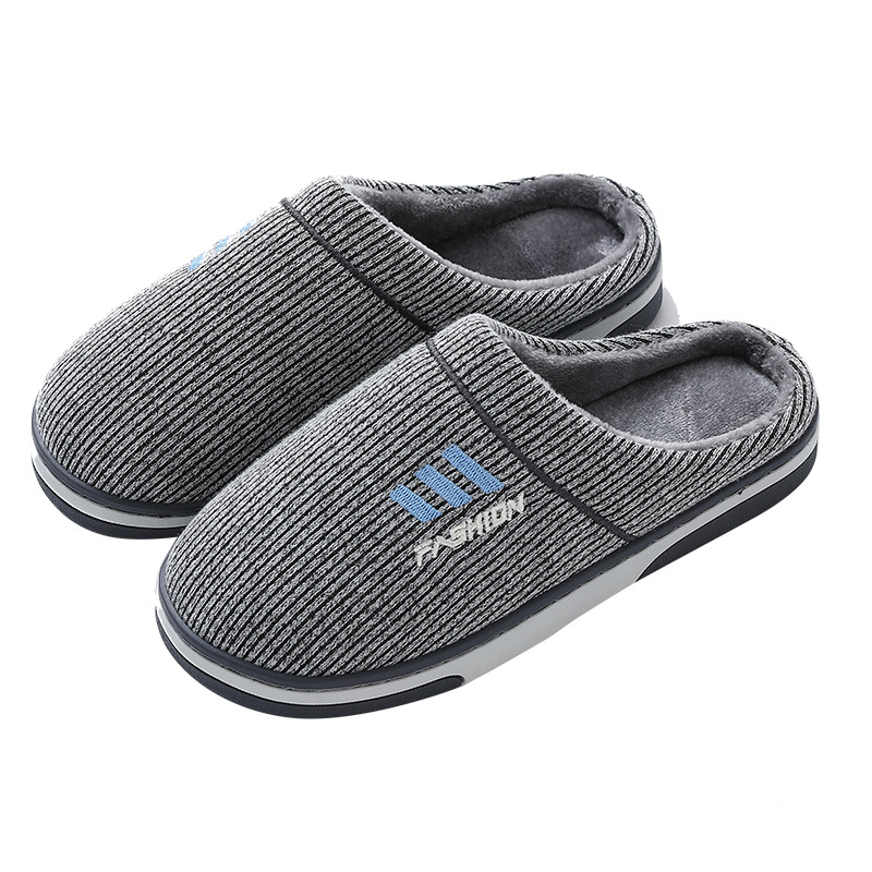 Winter plus size men's cotton slippers indoor home home thick bottom non-slip warm closed toe slippers wholesale one-piece delivery