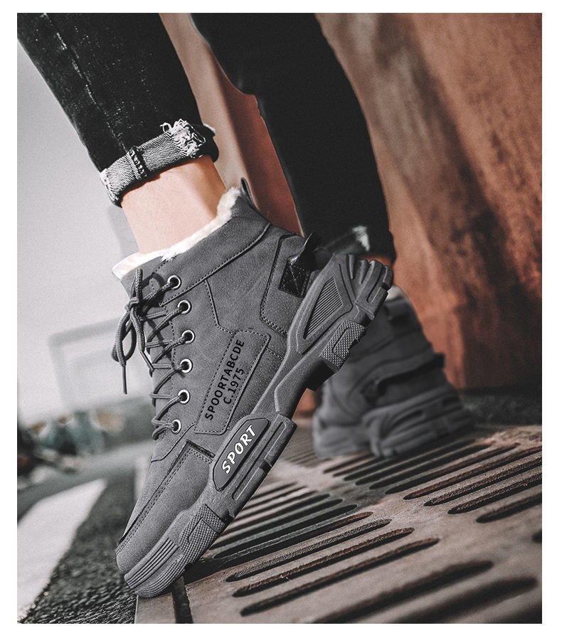 Vinterstøvler Herrestøvler med høy topp, snøstøvler til alle anledninger, fritidsstøvler, fleecefôrede, varme bomullssko, sikkerhetssko med tykk såle_voghion.com