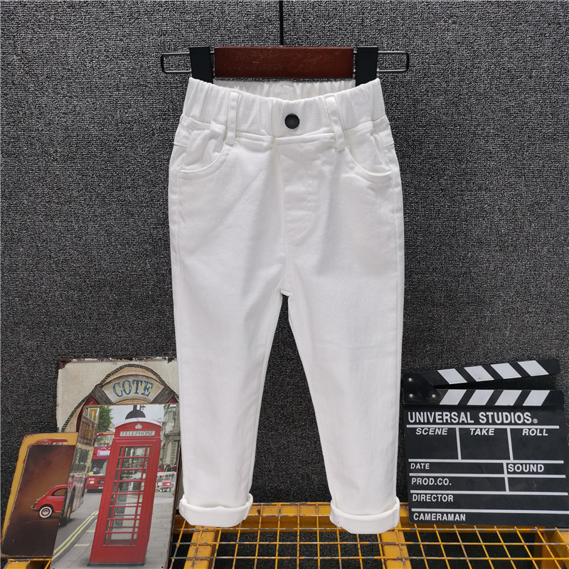 Children's white pants 2024 spring new Korean style boys' stretch casual pants girls' slim fit skinny pants thin