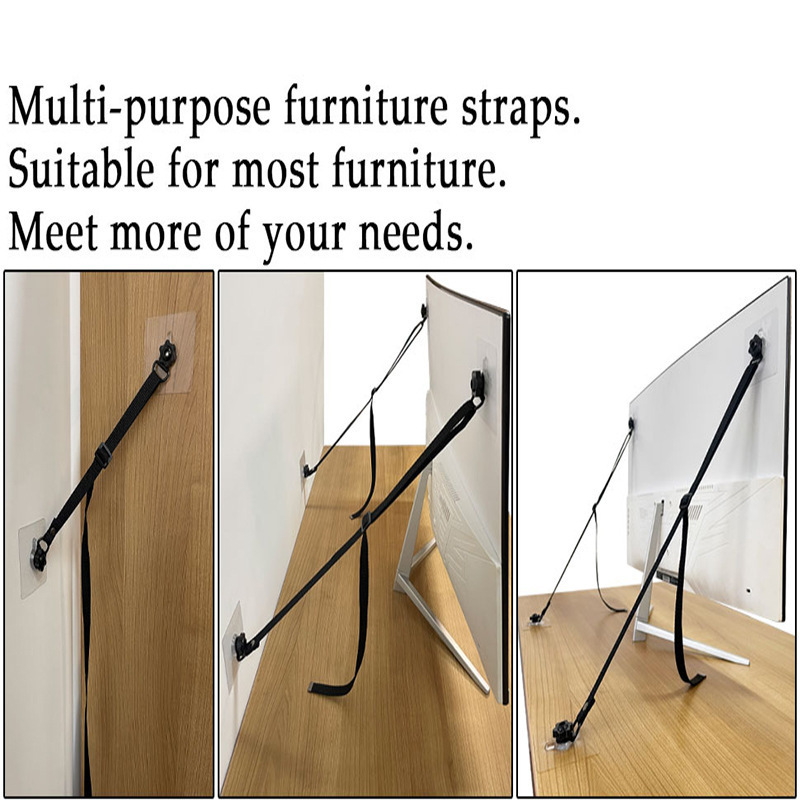 Adjustable TV safety belt suitable for TV cabinet or desk screen anti-seismic belt anti-tilt furniture anchor