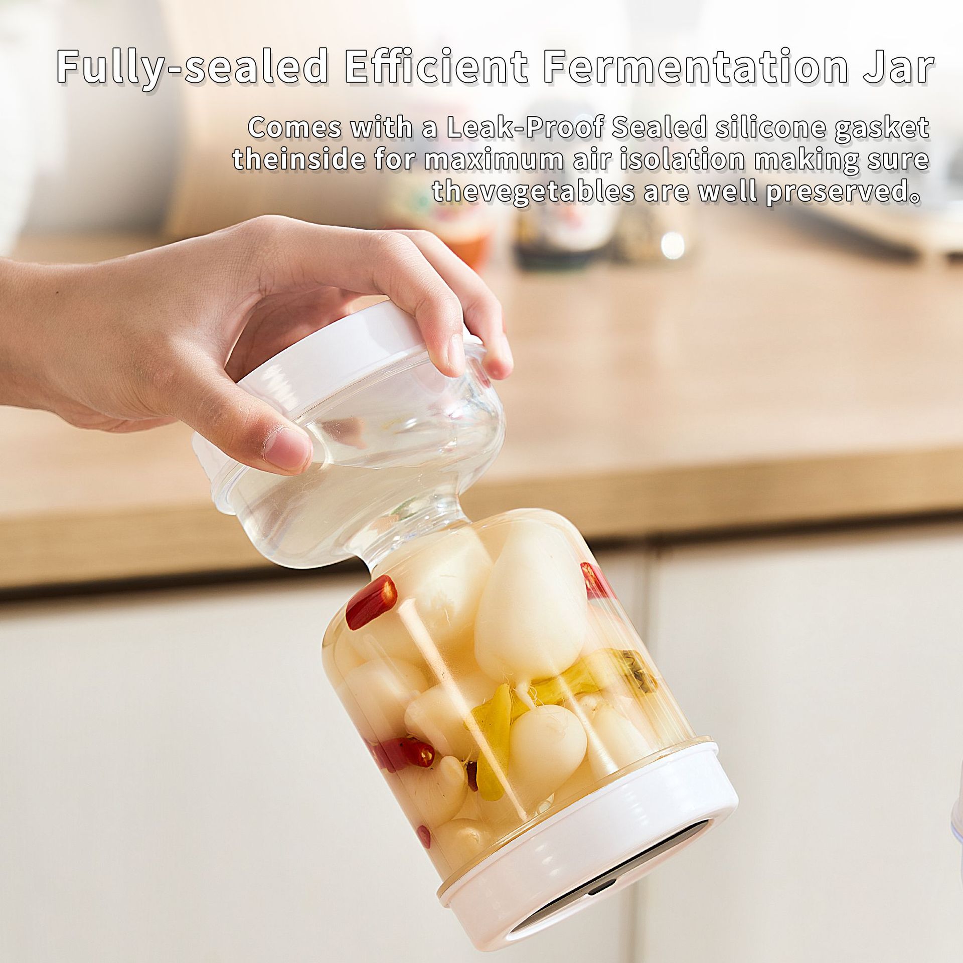 Cross-border 2023 New Dry and Wet Separation Pickle Jar with Fork Household Daily Jar
