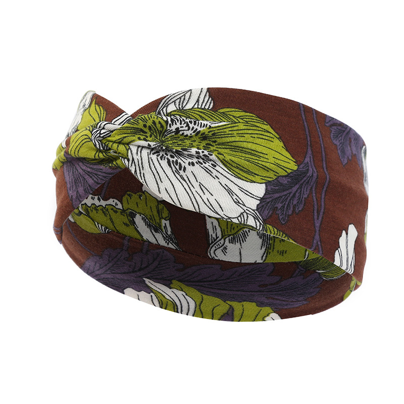 Cross-border Retro Floral Knitted Hair Band Outdoor Sweat-absorbent Sports Headband Yoga Band Hair Band Widened Hair Band Hair Accessories