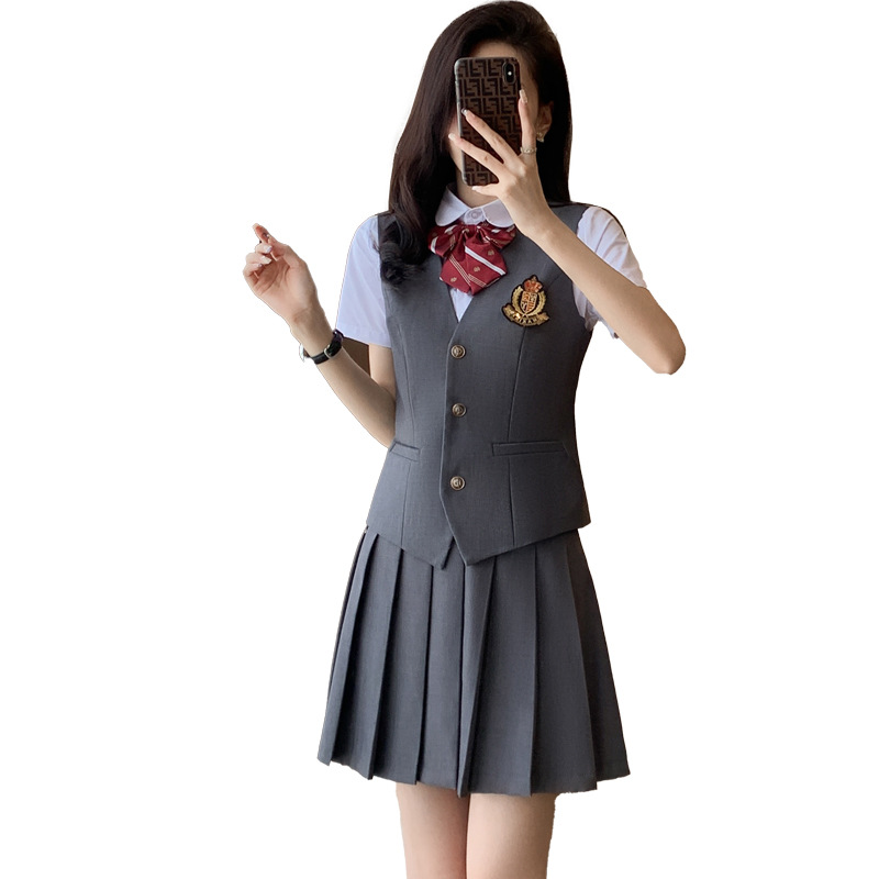 Short-sleeved Shirt Women's College Style jk Uniform Summer Kindergarten Teachers Garden Clothes Work Shirt Pleated Skirt Professional Suit