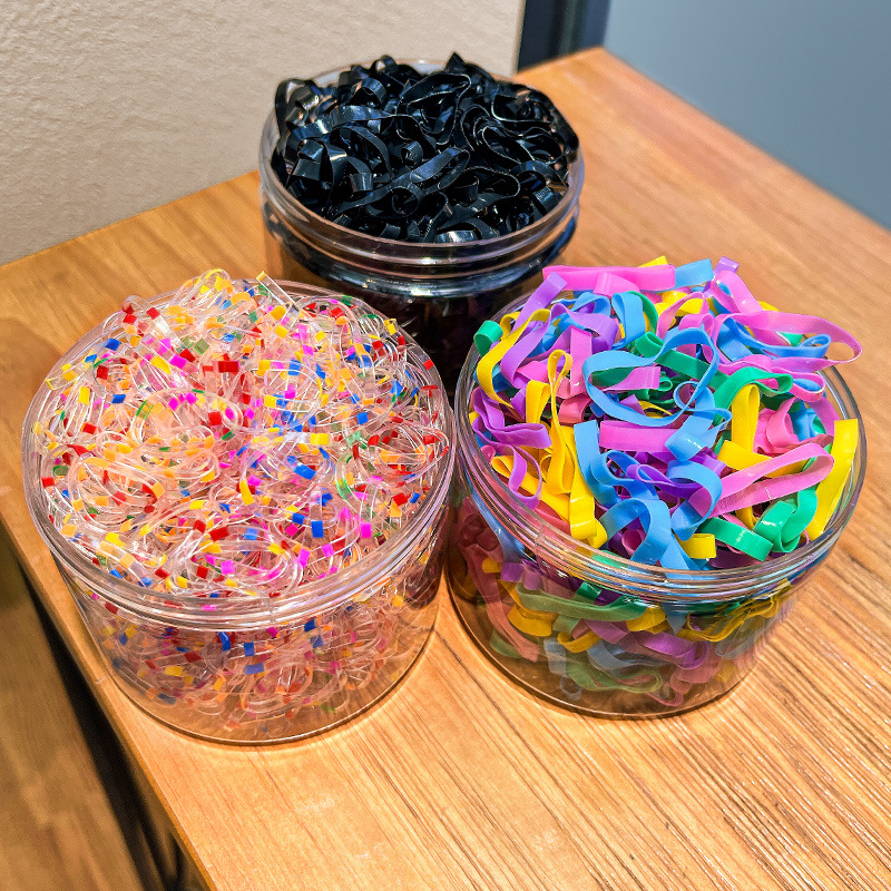 Disposable rubber band canned children's leather band color hair band thickened thick black adult women's hair tie small rubber ring