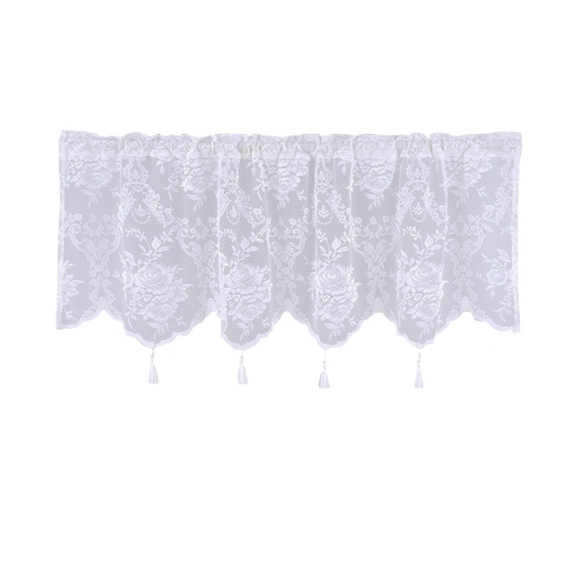 Factory Direct sales fine woven gauze curtain lace wear Rod small short curtain tassel finished short curtain foreign trade cross-border
