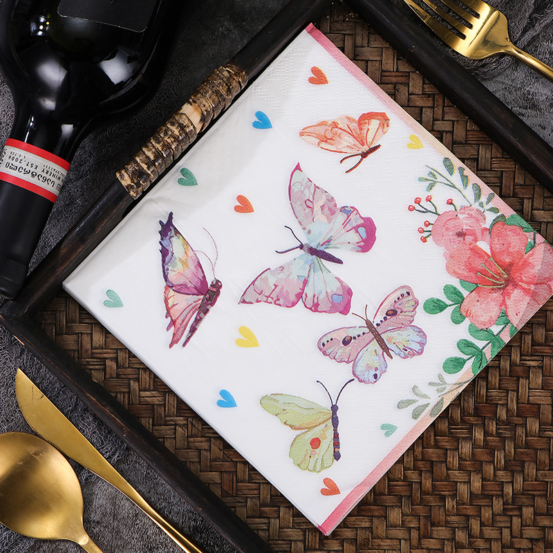 Factory cross-border in stock color printing butterfly tissue Party party party decoration disposable party supplies