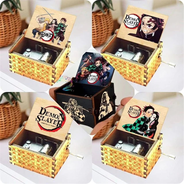 Wooden hand-cranked music box Ghost Blade color printing vintage wooden hand-cranked music box boutique gift wholesale