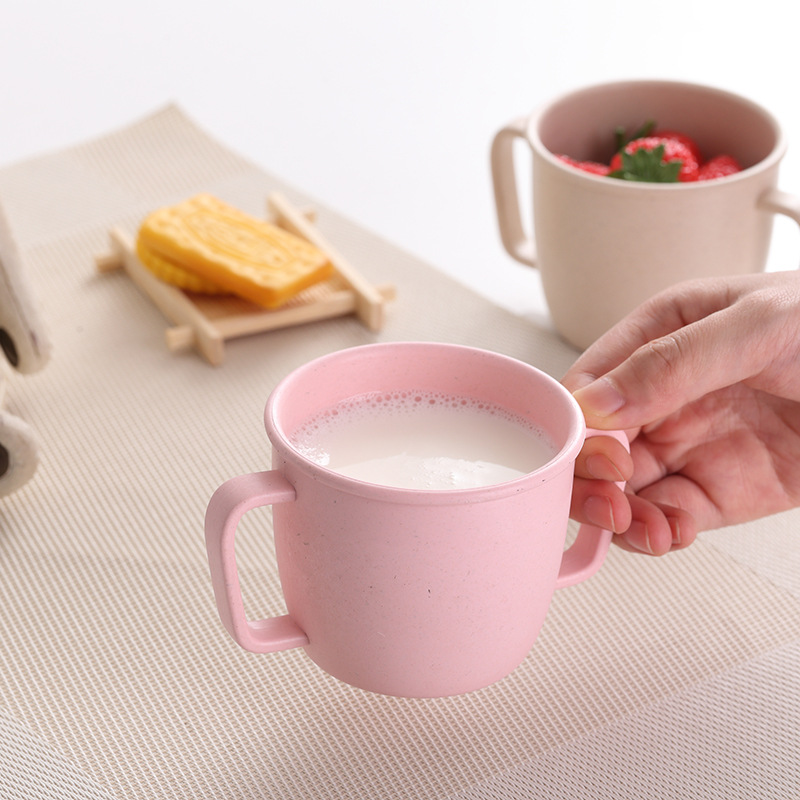 Bamboo Fiber Cup Thickened with Handle Children's Water Cup Direct Drinking School Drinking Cup Kindergarten Baby Household Cute Milk Drinking Cup