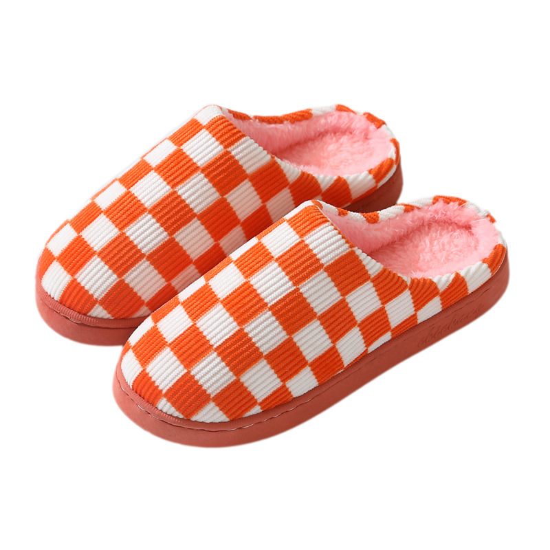 New Style Checkerboard Cotton Slippers Winter Household Wholesale Cute Indoor Home Warm Slippers Maomao Slippers Women Winter