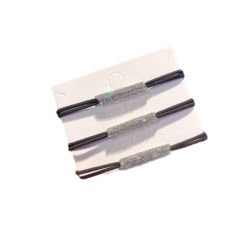Korean version of simple shiny rhinestone hair ring students small fresh basic hair band stall Taobao cute hair rope