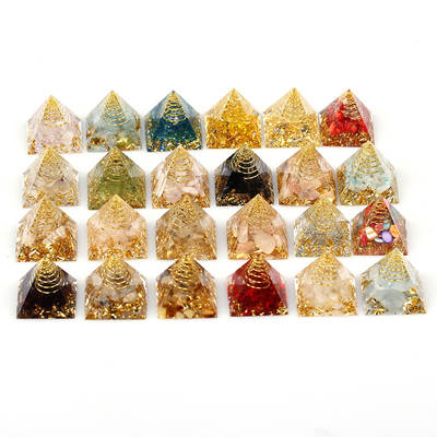 Cross-border explosions natural crystal gravel Chakra drop glue pyramid ornaments spot wholesale office decoration