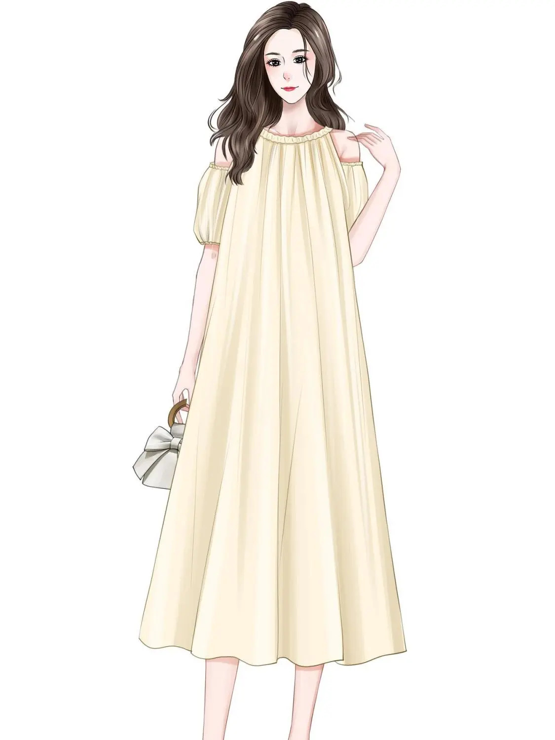 Korean-style Loose Off-shoulder Elegant Dress Summer Large Size Women's Clothing Chubby Girl Belly Covering French Sweet Midi Dress