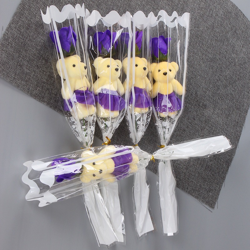 Soap rose bouquet flower-wrapped bear doll foam bear Qixi lover Teacher's Day opening activity student gift