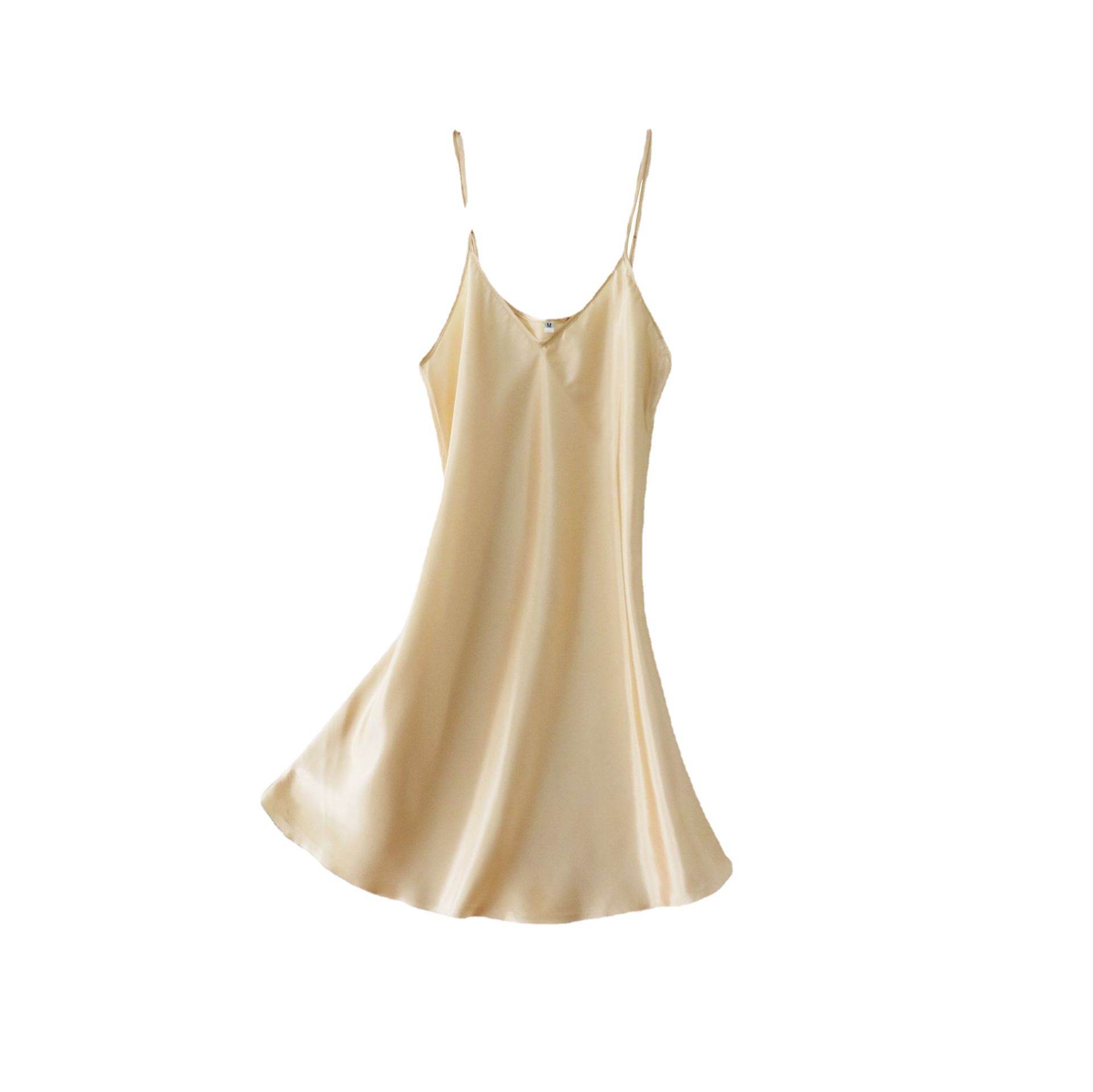 Ice Silk Nightgown Women's Summer New Sexy Backless Sling Pajamas Can Wear Outer Thin Large Size Solid Color Home Clothes