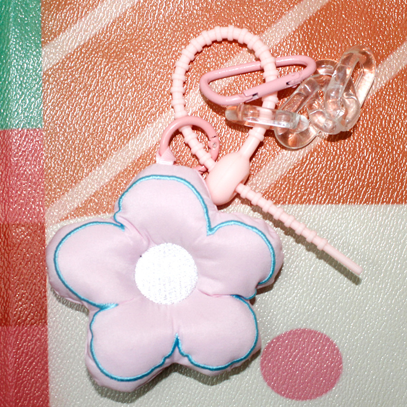 Creative flower keychain cute pink plush doll Girls cute bag ornaments a generation of hair