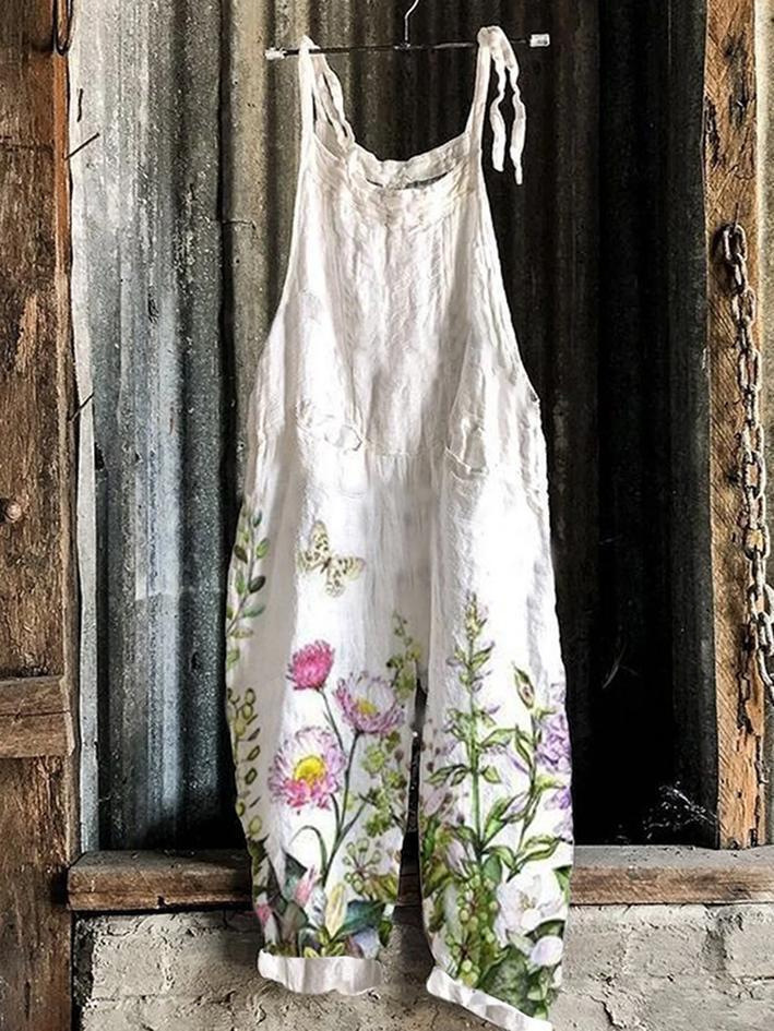 2023 cross-border women's clothing Amazon Europe and the United States summer new sweet small fresh print retro wide leg women's jumpsuit