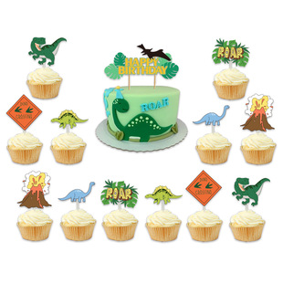 Dinosaur Birthday Paper Cake Card Set Dinosaur Theme Children's Birthday Party Decoration in Stock