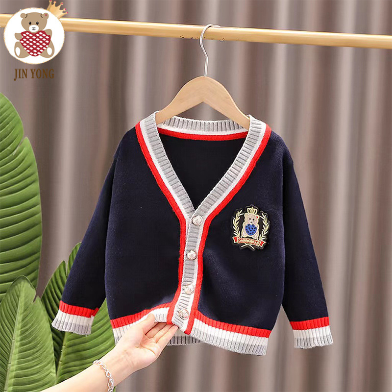 [Jin Yong Xiong] school uniform foreign trade new children's clothing sweater children Korean cotton boys wool knitted cardigan coat