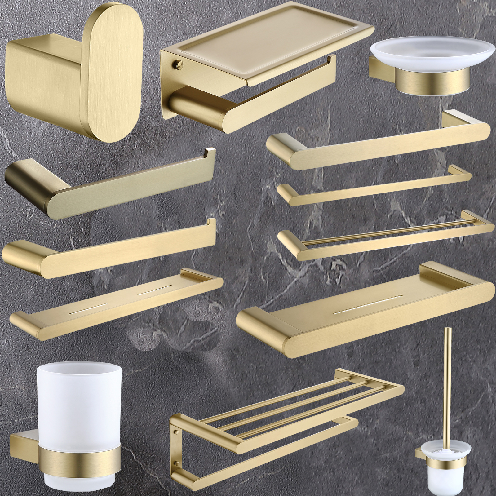 Factory wholesale wire gold towel rack hole bathroom bath towel rack bathroom storage rack bathroom hardware set 