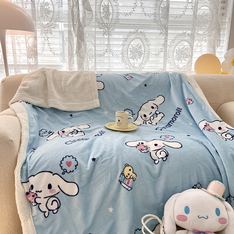Genuine Sanrio milk velvet double-layer blanket lambswool children's cartoon nap blanket multifunctional foreign trade blanket