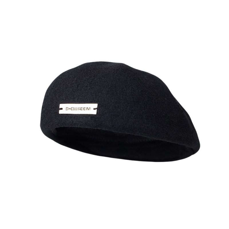 Big Head circumference black beret women's retro anti-wear forward hat autumn and winter face-looking small painter hat fashion fashion