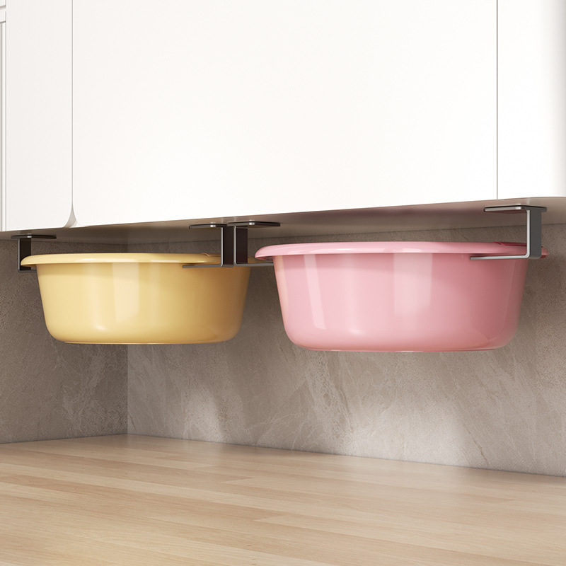 Gun gray washbasin rack punch-free hanging bathroom storage rack kitchen cabinet lower washbasin storage rack bathroom