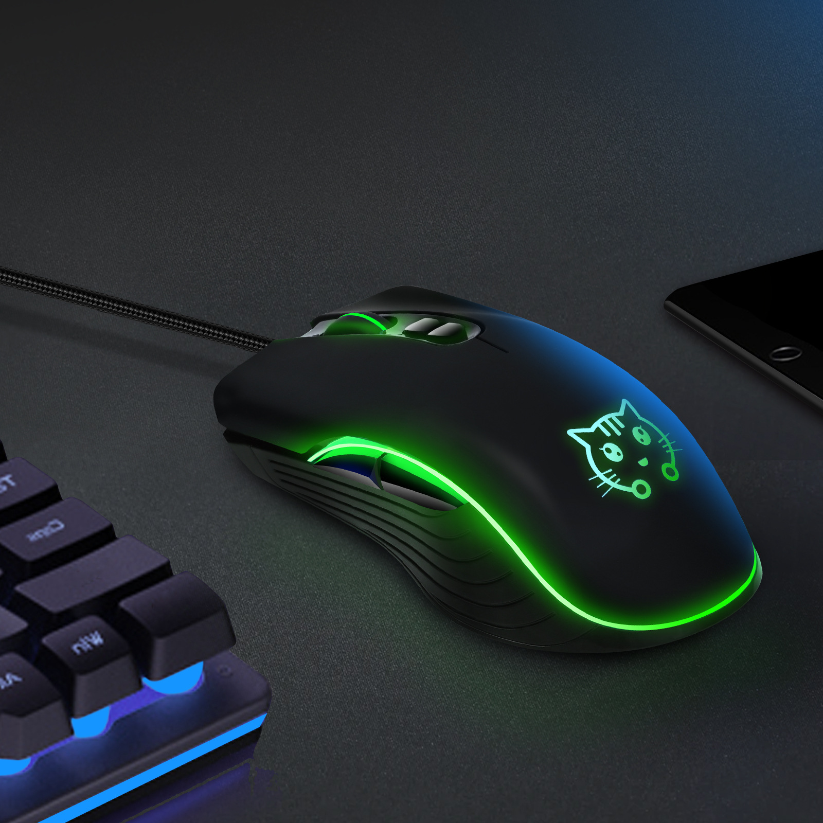 Electric gaming MOUSE LUNA cat wired game MOUSE Factory wholesale cross-border e-sports photoelectric MOUSE MOUSE