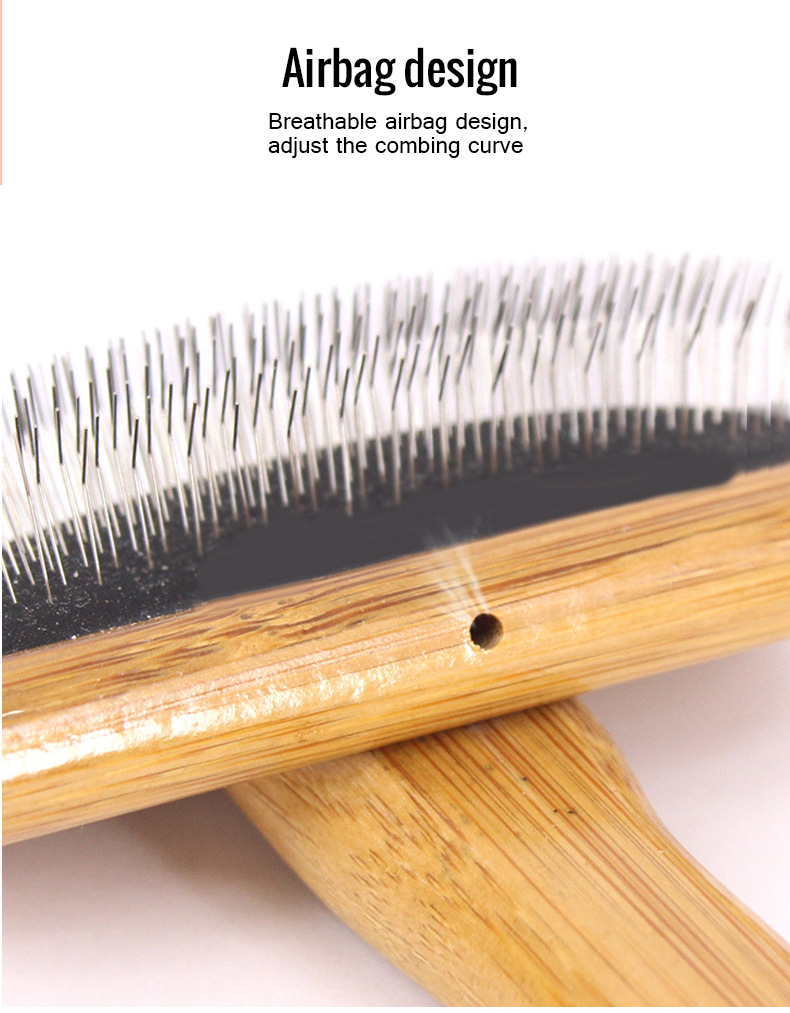 Bamboo wood air cushion needle comb long hair cat dog open knot comb pet beauty imitation fur brush
