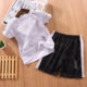 Children's short-sleeved suit running sportswear quick-drying boys and girls summer thin pullover shorts children's clothing two-piece suit