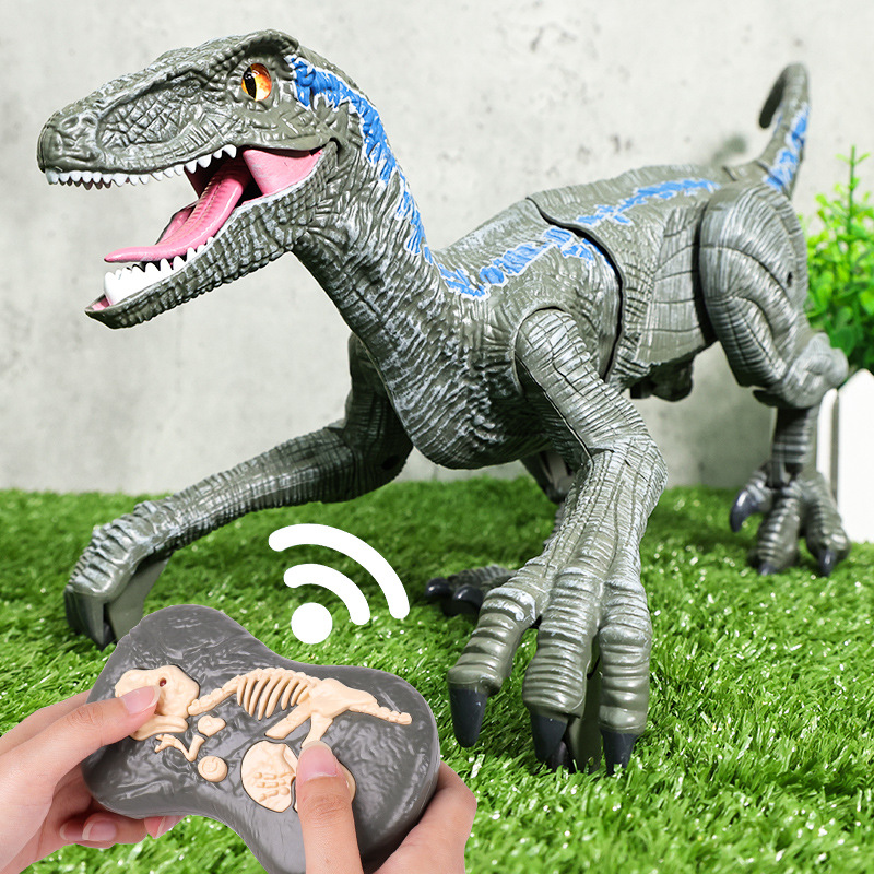 Chasing light remote control dinosaur children's toy simulation spray electric walking tyrannical tyrannosaur fast Raptor Jurassic