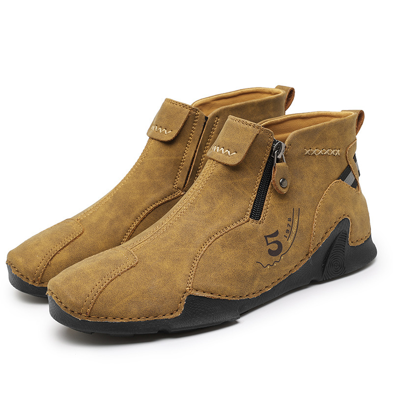 Autumn and Winter 2022 new high-top Martin boots leather plus size men's shoes Korean-style outdoor cotton-padded warm zipper men's shoes
